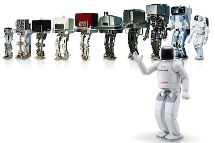 La evolución de ASIMO, desde el primer prototipo desarrollado por Honda en 1986 hasta el modelo presentado en 2010