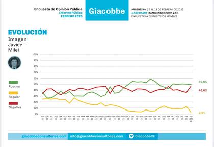 La evolución de la imagen de Javier Milei según Giacobbe