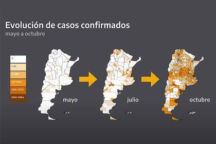 La evolución de los casos confirmados en el país