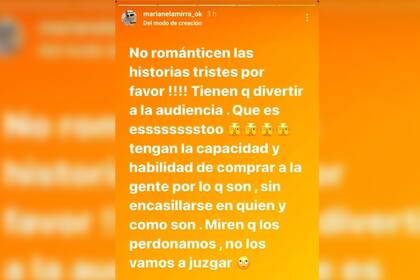 La exjugadora criticó a los nuevos participantes (Foto Instagram @marianelamirra_ok)