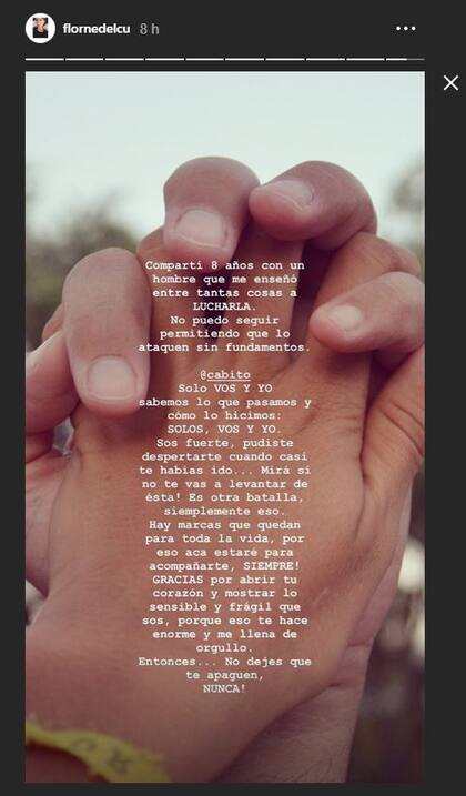 La exnovia de Cabito salió en su defensa