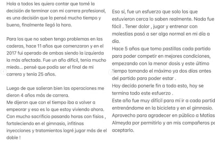 La explicación de Erik Lamela sobre su retiro del fútbol (Foto: Instagram @eriklamela)