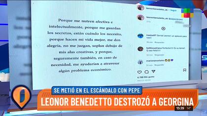 La explosiva carta de Leonor Benedetto contra Georgina Barbarossa en apoyo a Pepe Cibrián