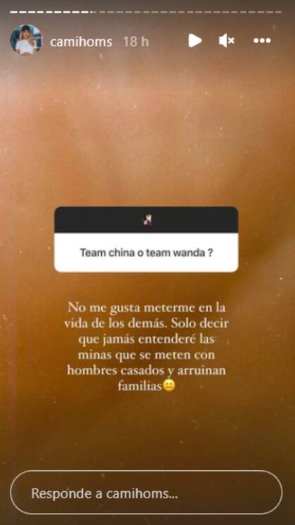 La explosiva declaración de Camila Homs en una story de Instagram
Foto: captura de pantalla