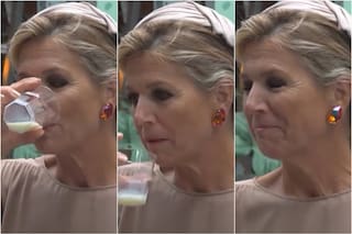 Máxima hizo el “testeo de calidad” de una bebida y su expresión no pasó inadvertida