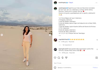 La extenista visitó Catamarca, La Rioja, San Juan y San Luis (Foto: Instagram @sabatinigaby)
