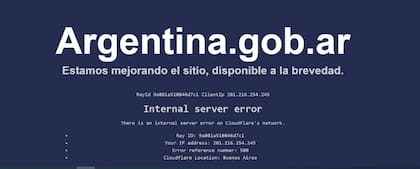 La falla de Cloudflare en el sitio oficial de la Argentina