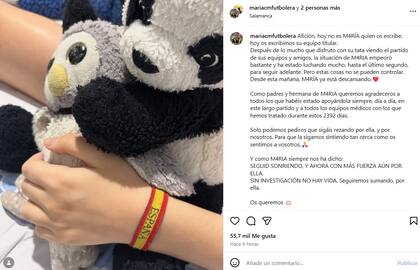 La familia de María comunicó la triste noticia de su muerte