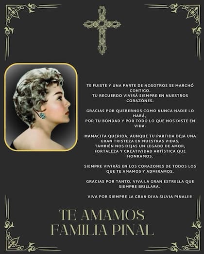 La familia de Silvia Pinal comparte carta de despedida a través de las redes sociales