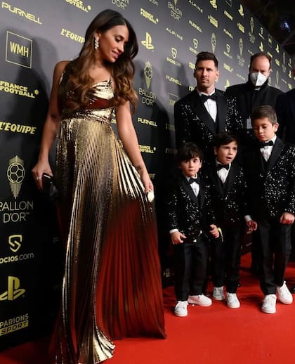 La familia Messi en la entrega del Balón de Oro 2021