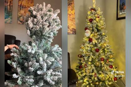 La familia mostró el árbol de Navidad que compraron en Walmart en su hogar