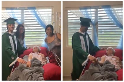 La familia plasmó el emotivo momento en una foto que guardarán para siempre (Foto: Captura de video / Twitter @emvnuelor)