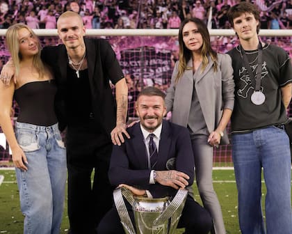 La familia –sin Brooklyn– festeja el
campeonato MLS 2025 que ganó el equipo
Inter Miami, propiedad de David, el 6 de
diciembre pasado