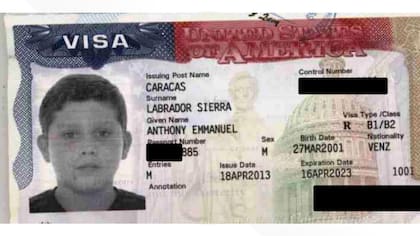 La fecha de nacimiento de Anthony Emmanuel Labrador Sierra que figura en su pasaporte es del 27 de marzo de 2001