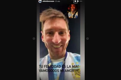 La felicidad de Leo Messi y Antonella Roccuzzo, su esposa, en una videollamada