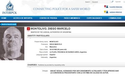 La ficha de Montolivo en la página de Interpol