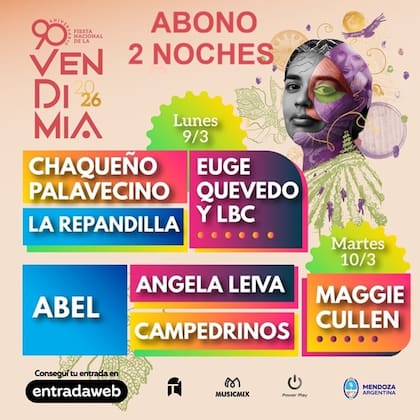 La Fiesta Nacional de la Vendimia 2026 incluye la opción de adquirir un abono