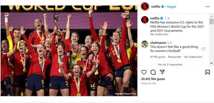 La FIFA firmó un acuerdo con Netflix para transmitir en Estados Unidos los Mundiales femeninos de 2027 y 2031