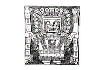 La figura central de la Puerta del Sol en Tiahuanaco está representada con lágrimas, originalmente ornamentadas en oro, y se cree lloraba por el hundimiento de la tierra rojiza de la Atlántida