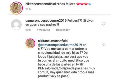 La filosa respuesta de Nicole Neumann a un usuario