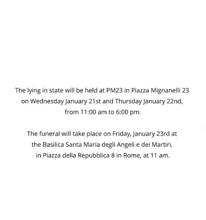 La firma confirmó que el diseñador murió “serenamente” en su domicilio de Roma rodeado de sus seres queridos (Instagram: @
realmrvalentino)