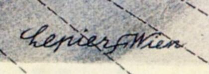 La firma de Erich Lepier con una swastika en el centro