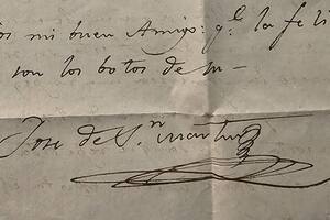 La firma del general José de San Martín en una de las cartas halladas en el archivo del conde de Fife