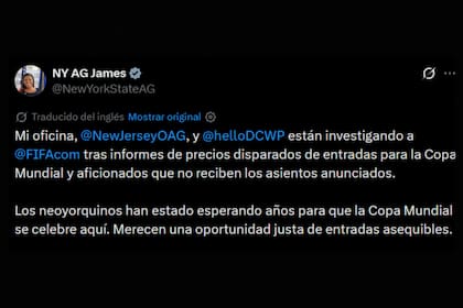 La fiscal de Nueva York, Letitia James, anunció el inicio de las investigaciones a la FIFA