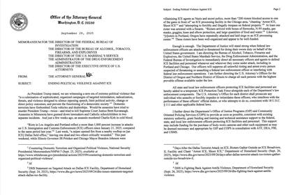 La fiscal general compartió el memorando dirigido al Departamento de Justicia de EE.UU.