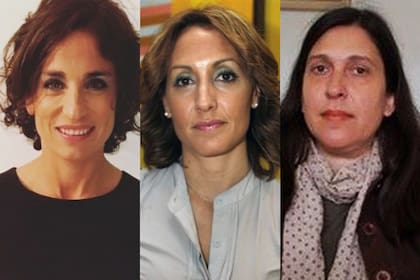 La fiscal María del Valle Viviani, la denunciante Florencia Arietto y la jueza María Eugenia Maiztegui