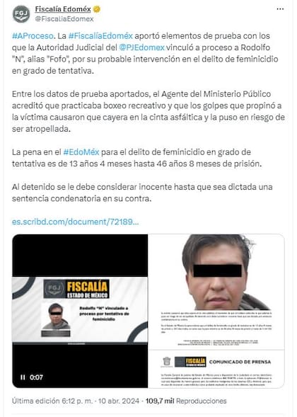 La Fiscalía del estado de México informó a través de sus redes sociales la detención de Rodolfo "Fofo" Márquez