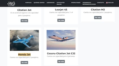 La flota de aviones que comercializa Jag Aviation incluye el Honda Jet que se utilizó para los viajes a Punta del Este.