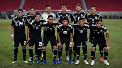 La formación de Argentina ante Guatemala, en 2018, en la noche del debut de Lionel Scaloni como entrenador de la selección