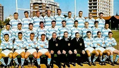 La formación de Los Pumas del equipo de 1965 que triunfó en Sudáfrica.