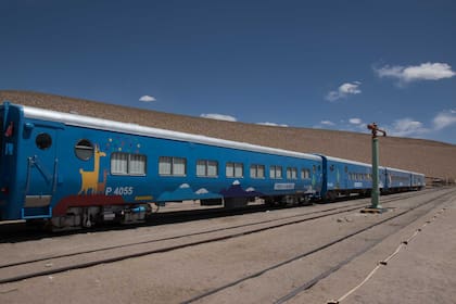 La formación ploteada del Tren a las Nubes en la estación de San Antonio de los Cobres. Foto: Soledad Gil