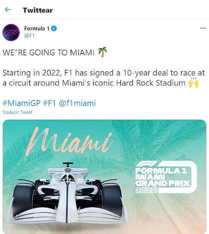 La Fórmula 1 causó revuelo al anunciar el GP de Miami