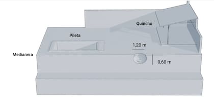 La fosa funeraria estaba apoyada sobre la medianera