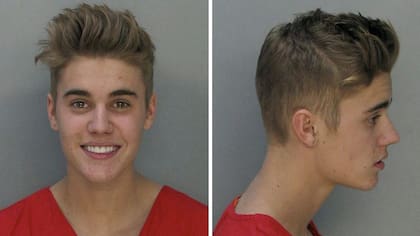 La foto de Justin Bieber  que le sacó la policía tras su detención