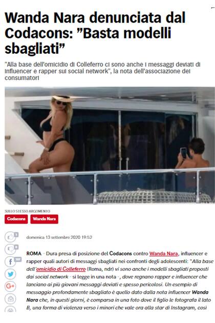 La foto de la modelo que despertó la polémica fue difundida por el diario italiano Corriere dello Sport