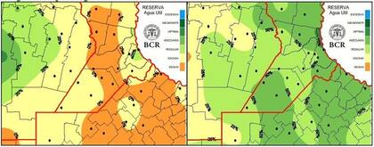 La foto de las reservas en el suelo para esta misma fecha, del 2022 mostraba una situación muy distinta, estaba verde: las reservas eran regulares a adecuadas en gran parte de la región.