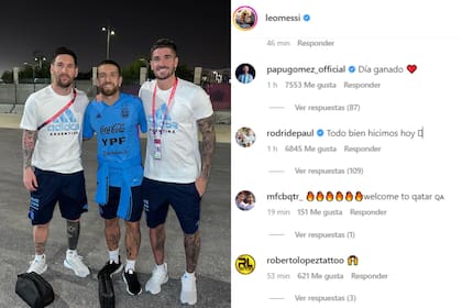 La foto de Lionel Messi junto a Papu Gómez y Rodrigo De Paul