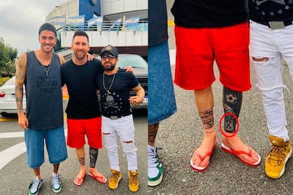 La foto de Rodrigo De Paul y Lionel Messi en la que se puede apreciar el tatuaje del cinco de copas