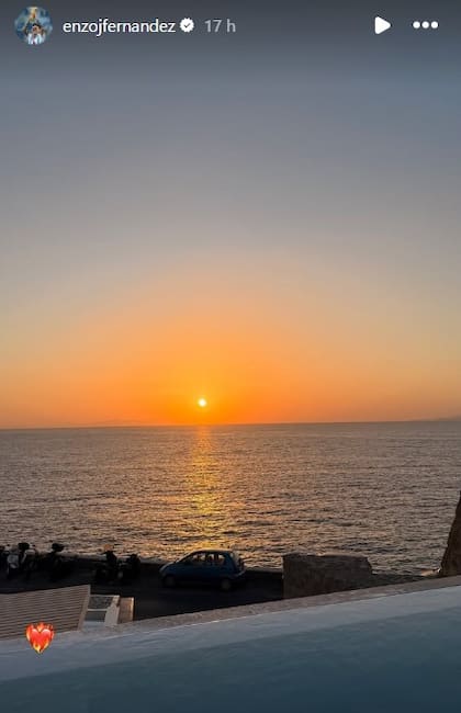 La foto del atardecer que le dio un tinte romántico a la publicación de Enzo Fernández