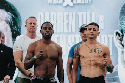 La foto del pesaje previo a la pelea de Ckari Cani Mansilla con el estadounidense Dylan Price
