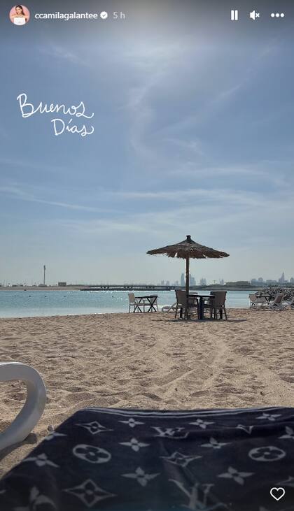 La foto desde la playa de Doha de Camila Galante, la novia de Leandro Paredes