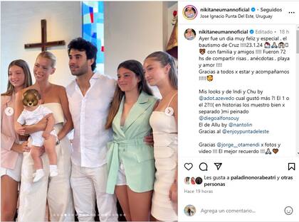 La foto familiar de Nicole Neumann con sus hijas y Cruz, el bebé que comparte con Manuel Urcera
