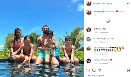 La foto familiar que compartió Leo Messi en Las Bahamas