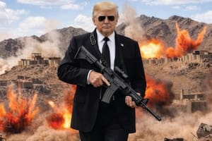 Trump lanzó una amenaza a Irán y compartió una imagen suya con un fusil creada con IA