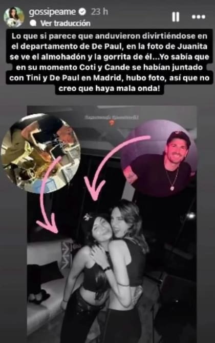La foto que compartió Gossipeame que daría cuenta de que hubo una reunión en el departamento de de Paul (Foto: Instagram @gossipeame)