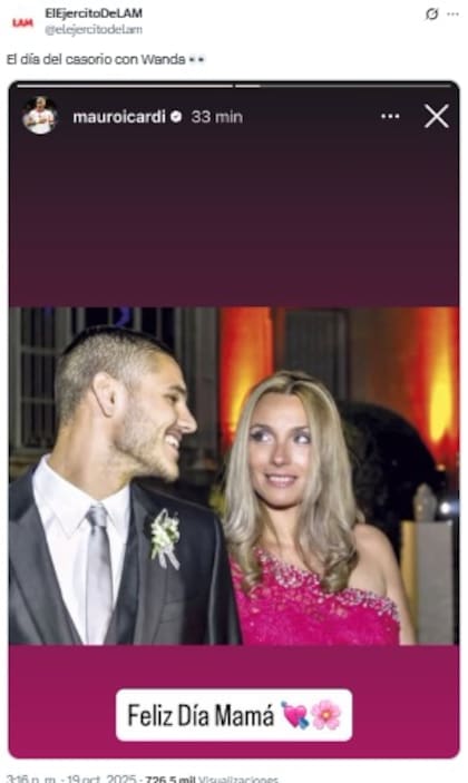 La foto que eligió Mauro Icardi con su mamá el día que se casó con Wanda Nara